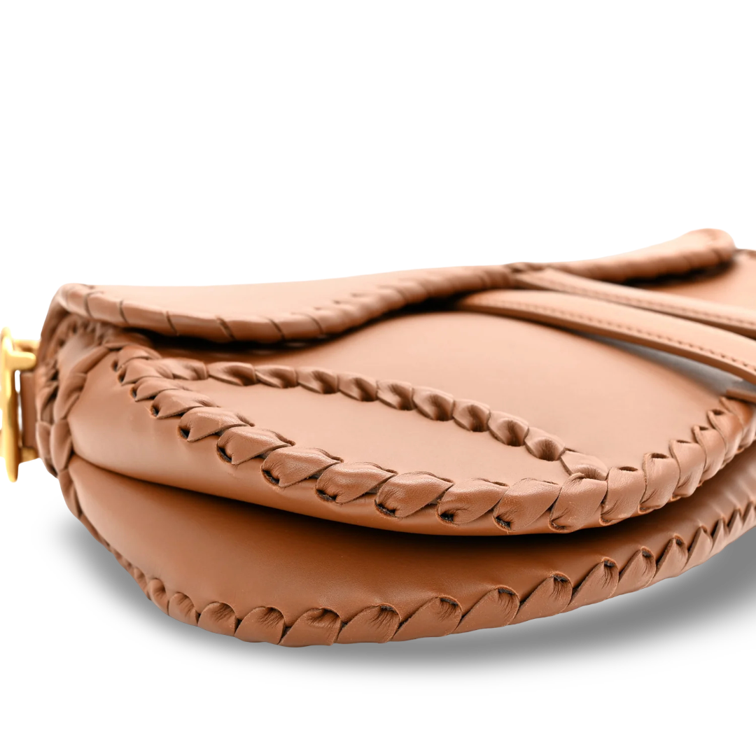 Dior Calfskin Whipstitch Saddle Bag - GHW/ Brown