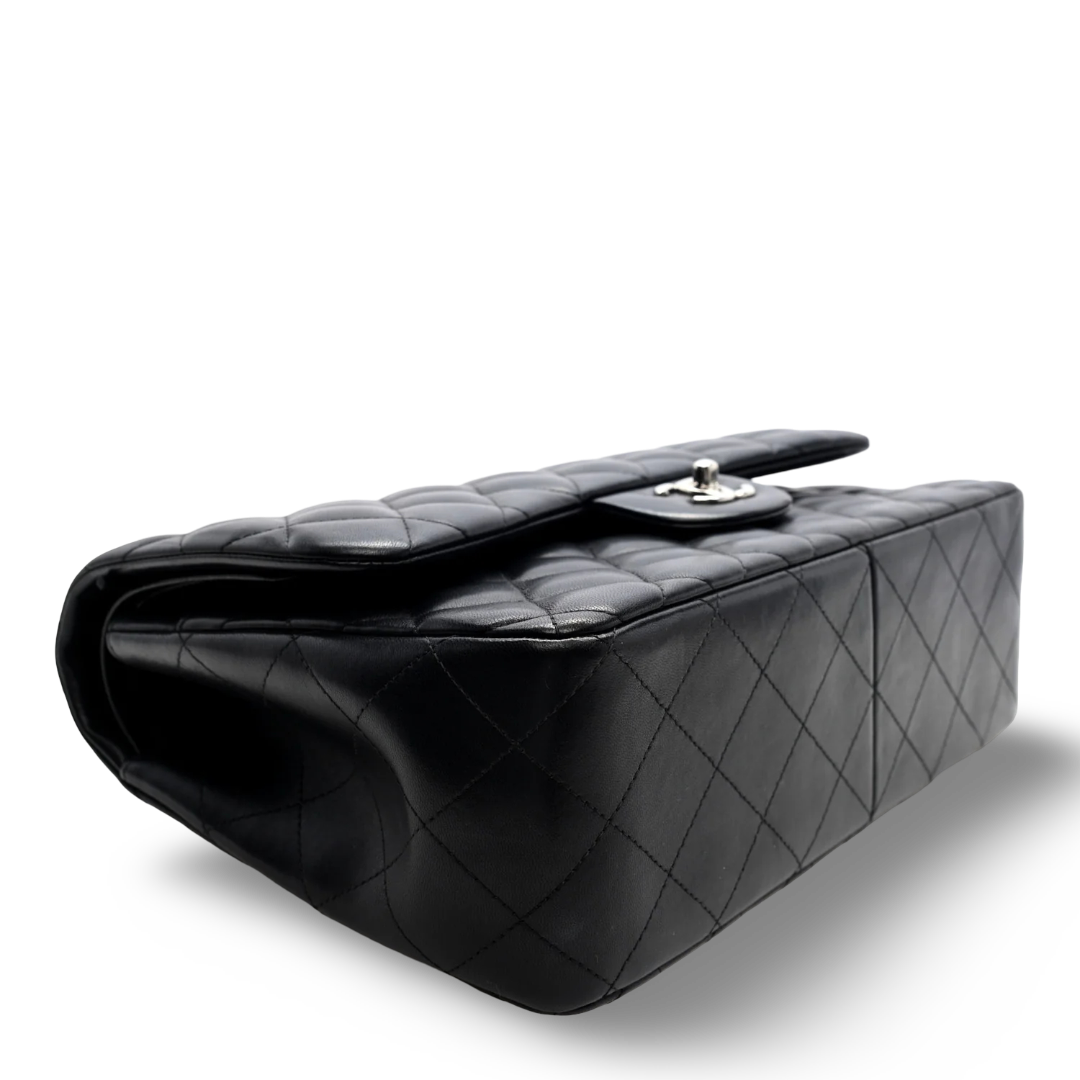 Chanel Quilted Lambskin Jumbo Classic Double Flap - SHW/ Black