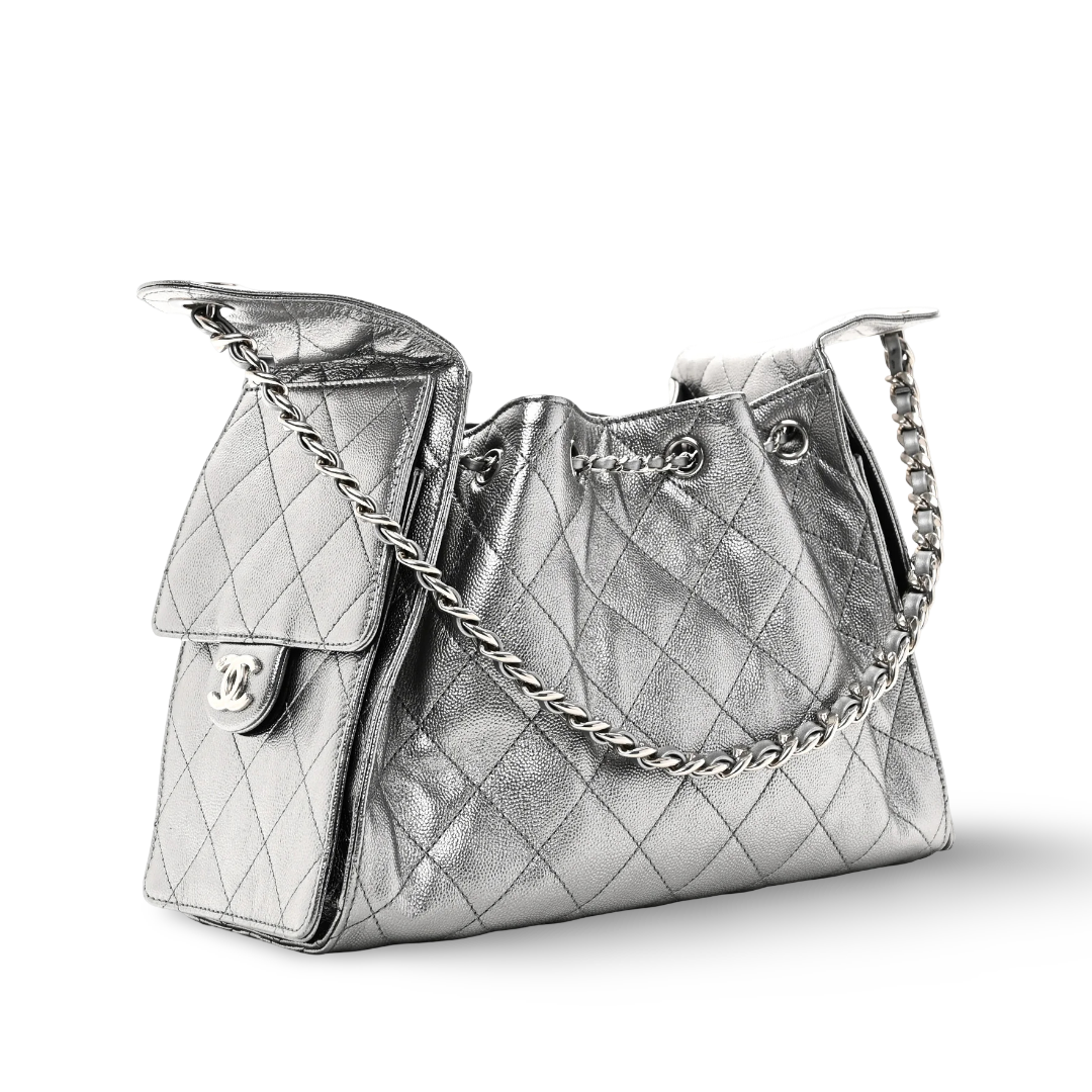 Chanel Quilted Calfskin Small Metallic 25Bag - SHW/ Sliver