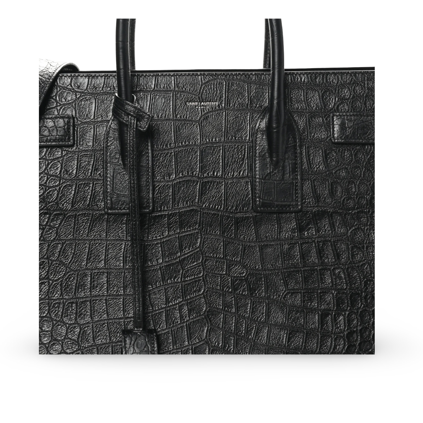 Saint Lanrent Large Sac De Jour Crocodil Bag - SHW/ Black