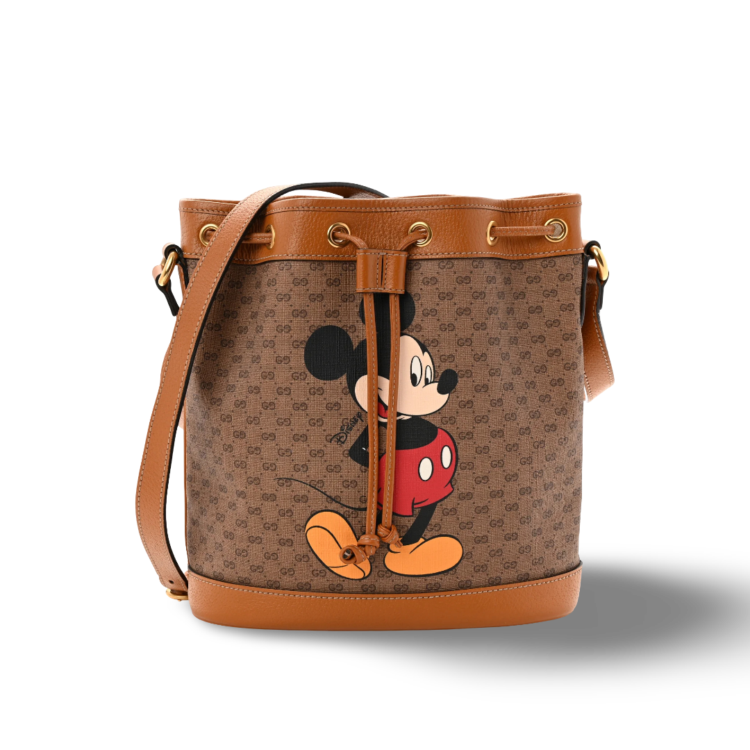 Gucci X DISNEY Mini Vintage GG Supreme Monogram Bucket Bag - GHW /Beige