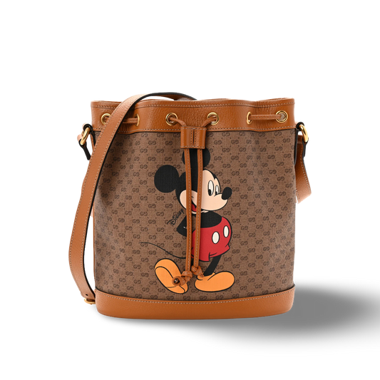 Gucci X DISNEY Mini Vintage GG Supreme Monogram Bucket Bag - GHW /Beige