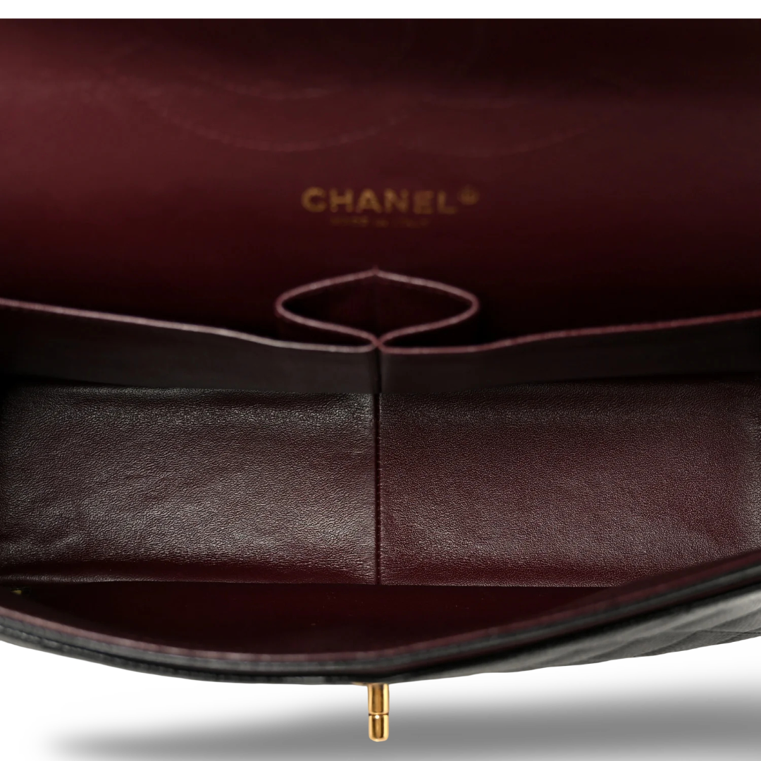 Chanel Quilted Caviar Jumbo Double Flap - GHW / Black