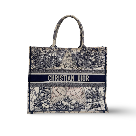 Dior Canvas Tweed Large Sixth Star Tote Bag