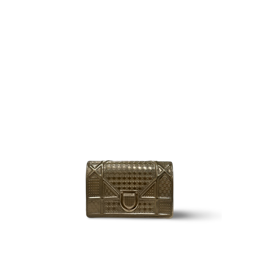 Dior Metallic Micro-Cannage Baby Diorama Flap Bag - Gold