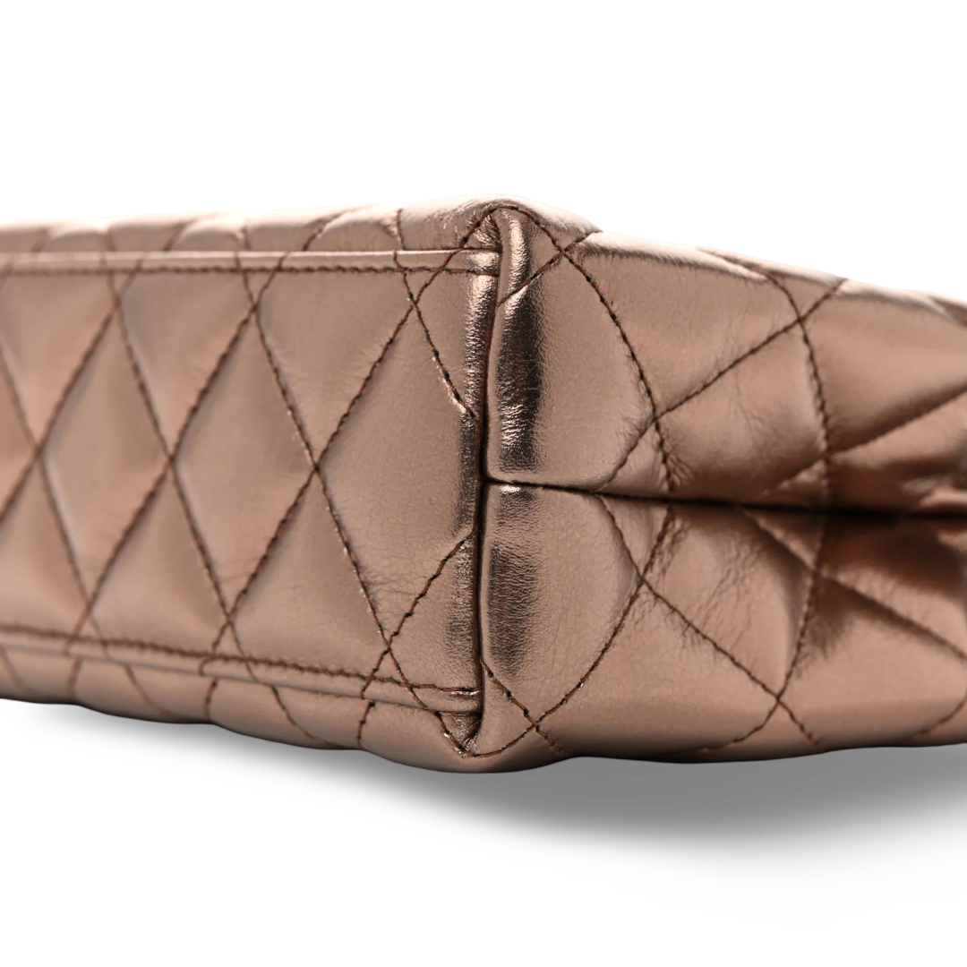 Chanel Quilted Aged Calfskin Metallic Small Kelly Bag - GHW / Brown
