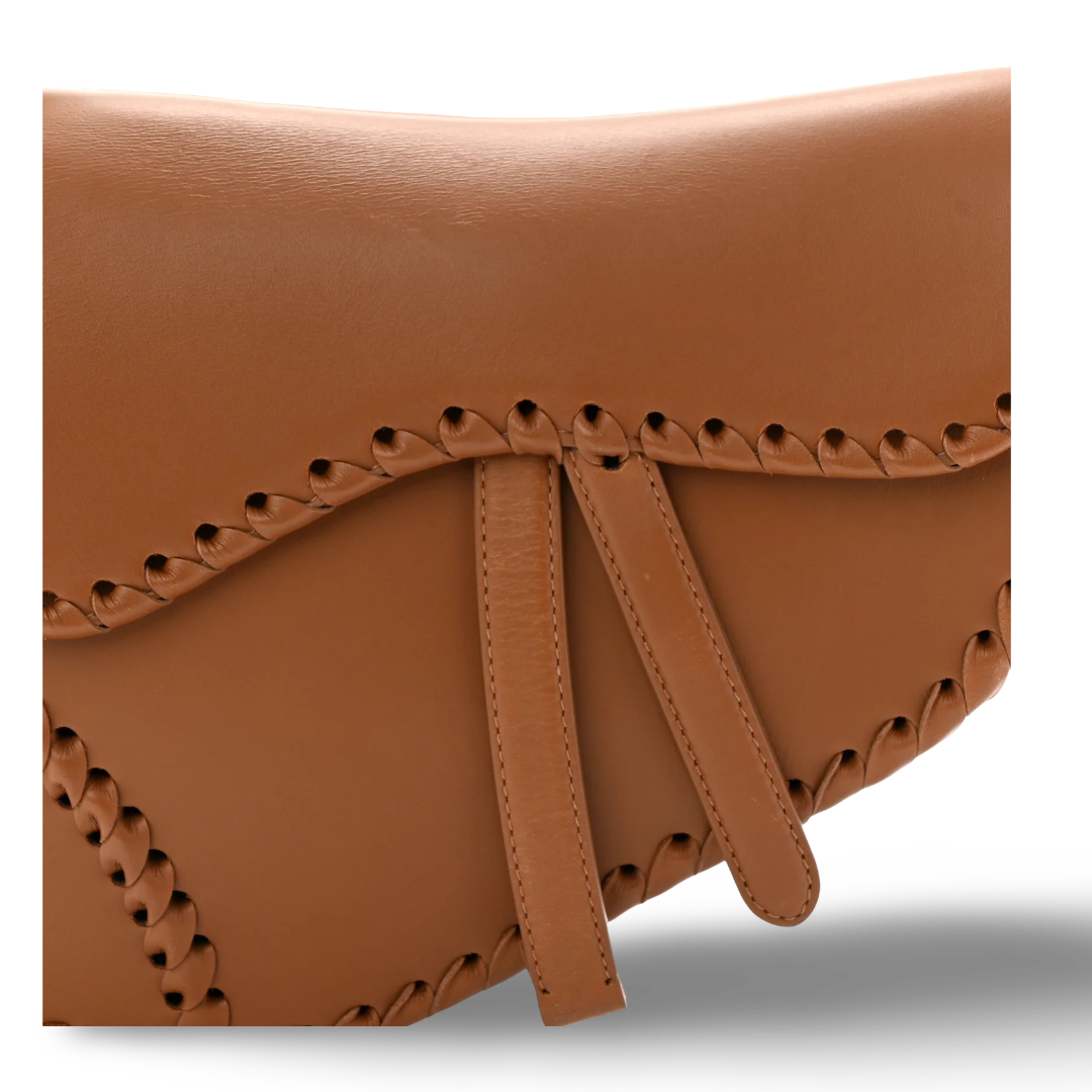 Dior Calfskin Whipstitch Saddle Bag - GHW/ Brown