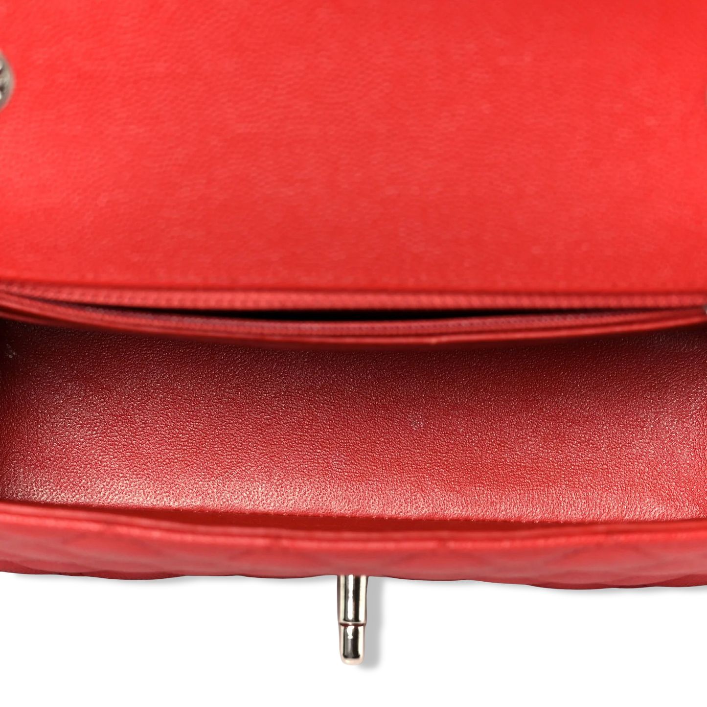 Chanel Quilted Caviar Mini Rectangular Single Flap - SHW/ Red