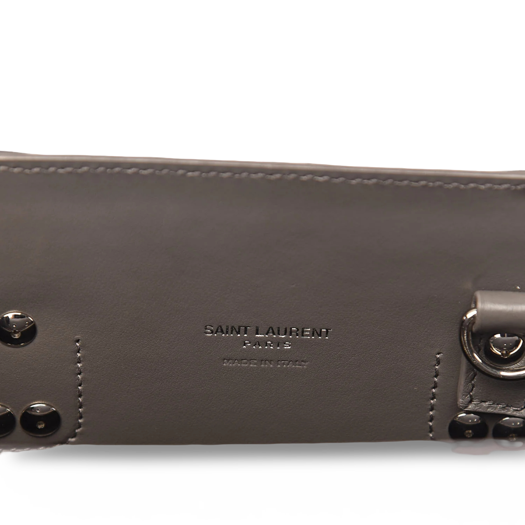 Saint Laurent Calfskin Crocodile Embossed Small Sac De Jour Bag - SHW/ Gray