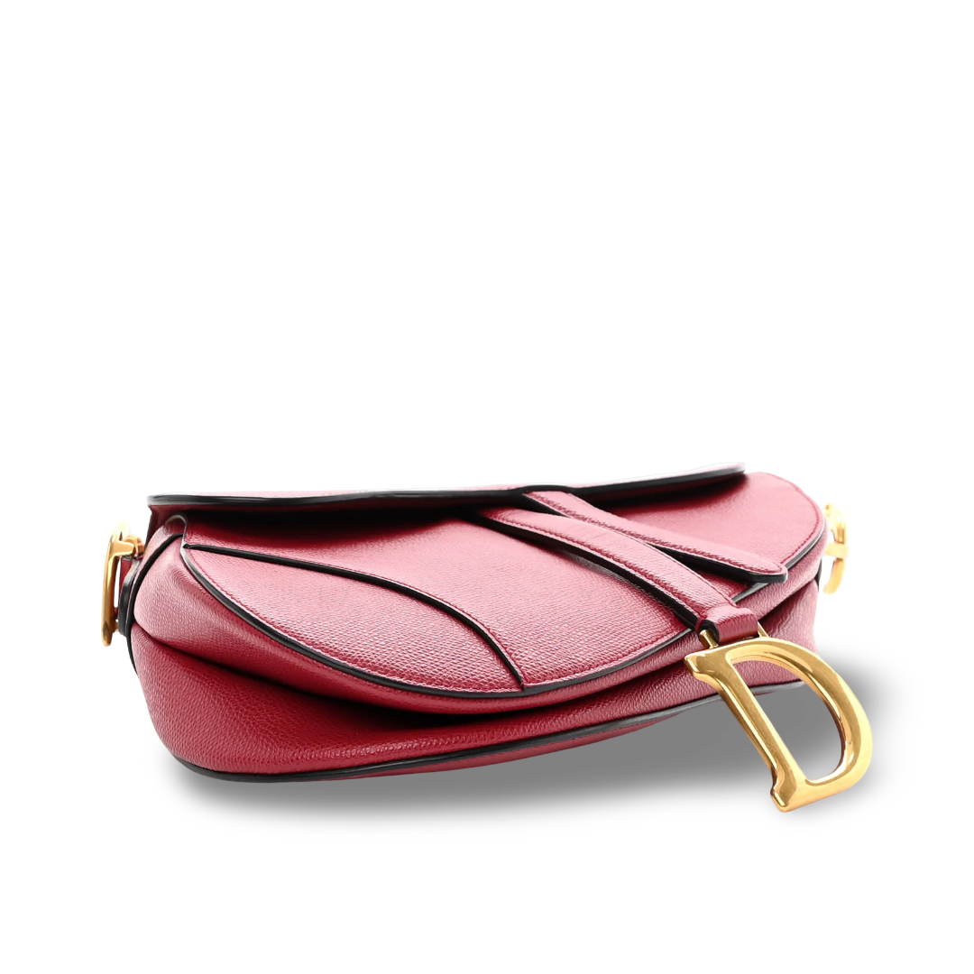 Dior Calfskin Medium Saddle Bag - GHW / Red