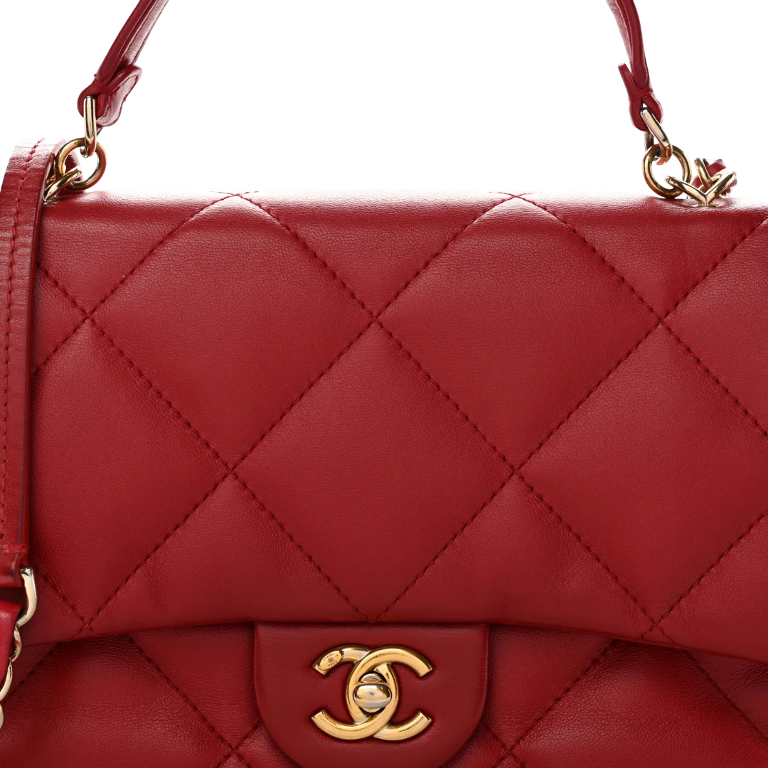 Chanel Quilted Lambskin Easy Carry Single Flap - GHW / Red