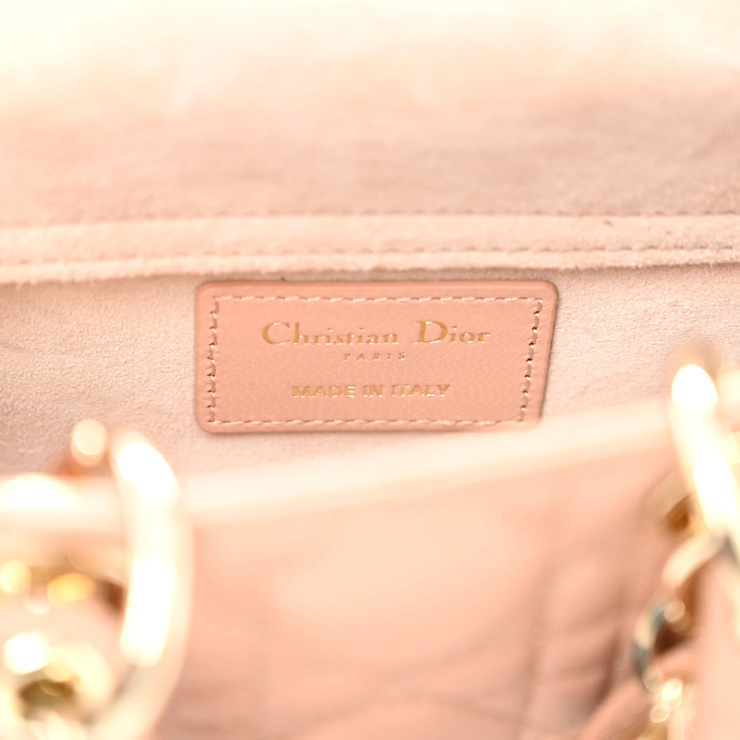 Dior Cannage Lambskin Mini D Joy Bag - GHW/Rose Des Vents