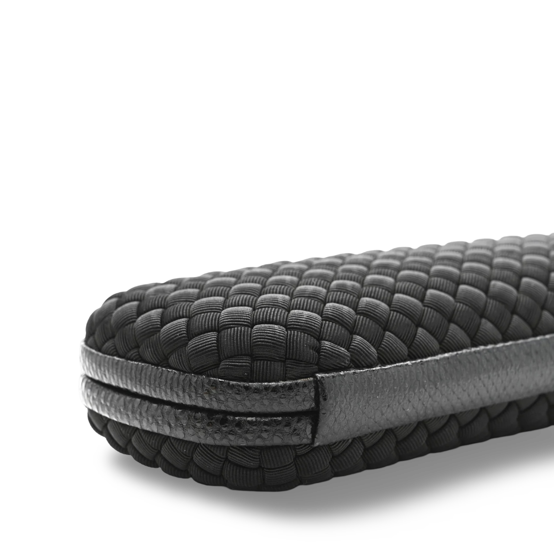 Bottega Veneta Satin Ayers Intreccio Impero Stretch Knot Clutch - Black