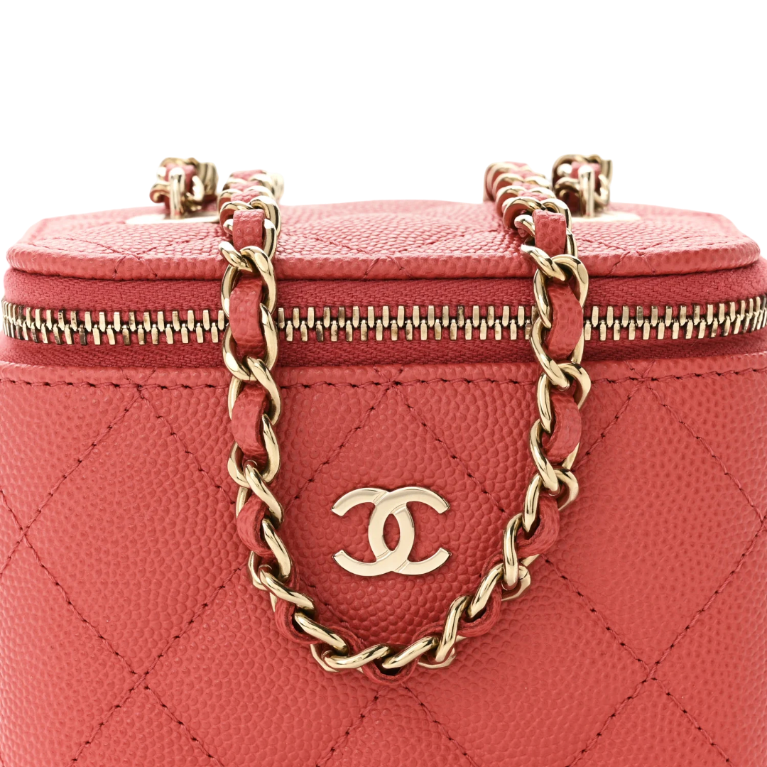 Chanel Quilted Caviar 23S  Mini Vanity Case - GHW/ Pink