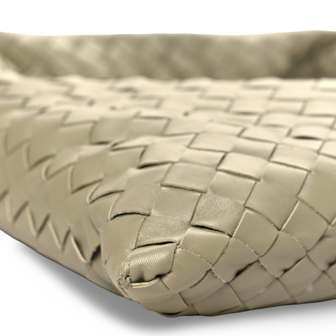 Bottega Veneta Calfskin Intrecciato Small Hop Travertine - Ash Green