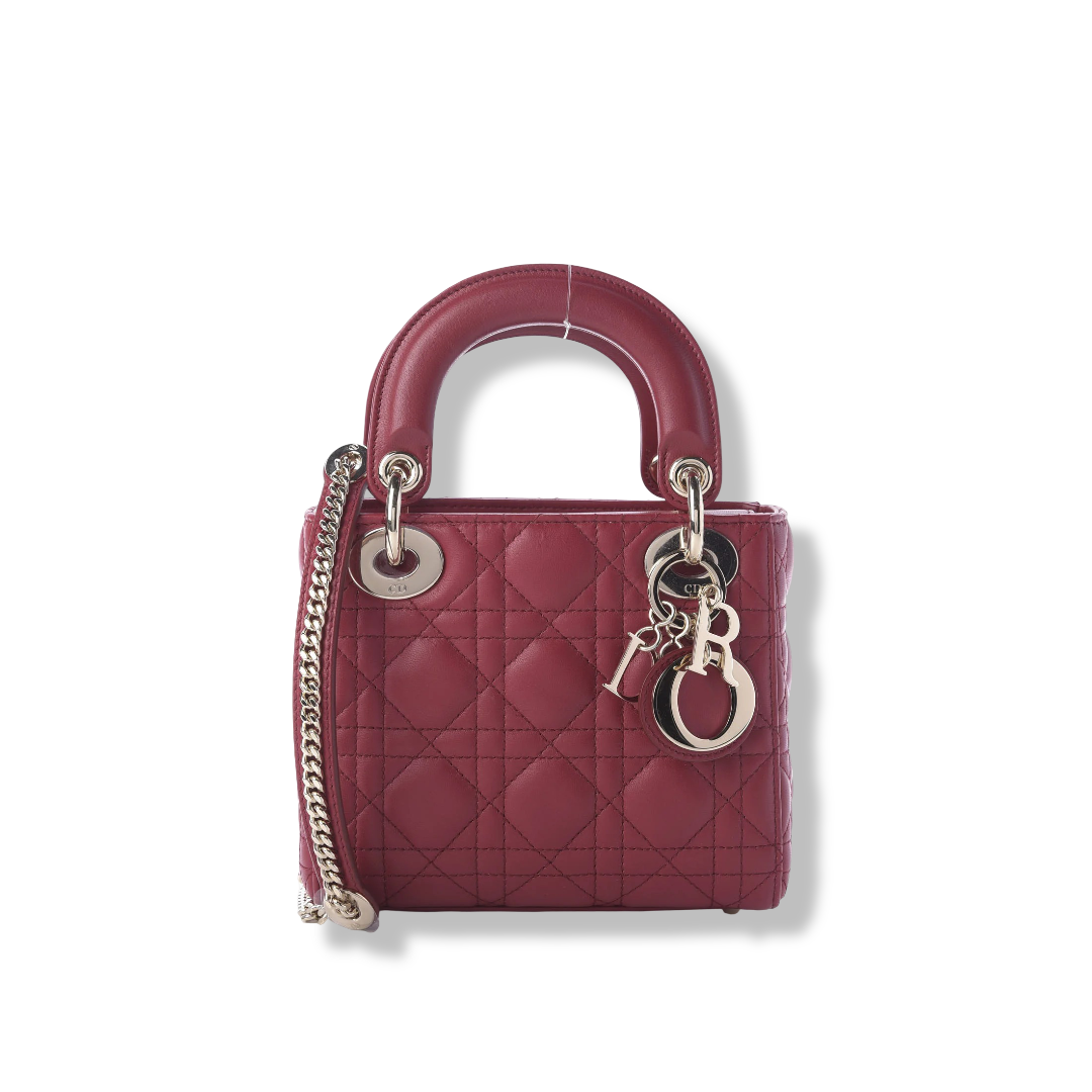 Dior Cannage Lambskin Mini Lady Bag- GHW / Red