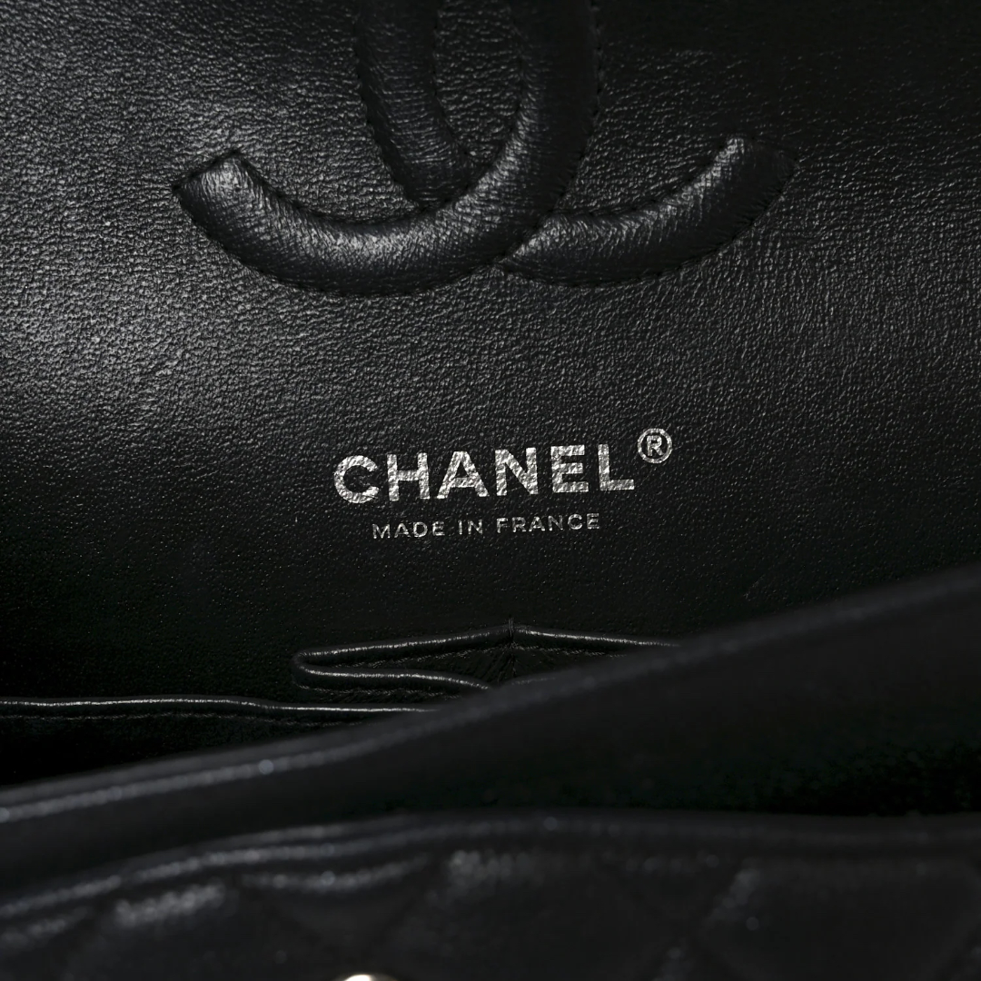 Chanel Quitled Metallic Caviar Medium Double Flap - SHW/ Black