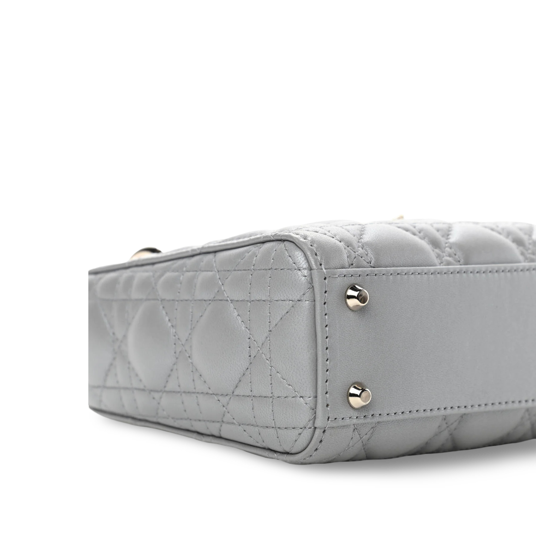 Dior Cannage Calfskin Mini Lady Bag - SHW / Sliver
