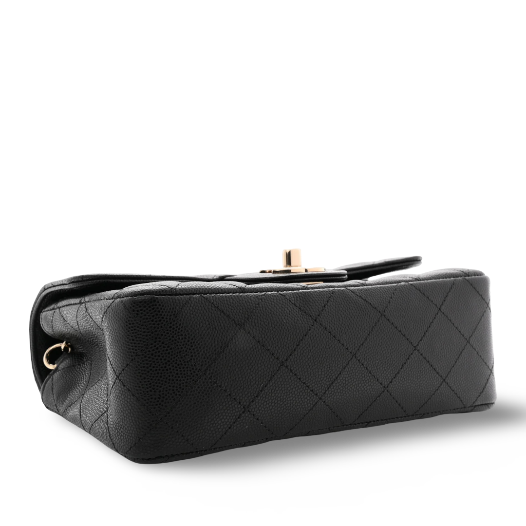 Chanel Quilted Caviar Mini Rectangular Single Flap Bag - GHW / Black
