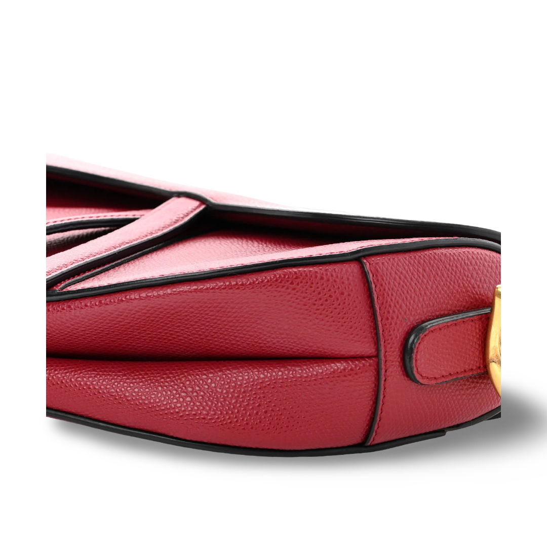 Dior Calfskin Medium Saddle Bag - GHW / Red