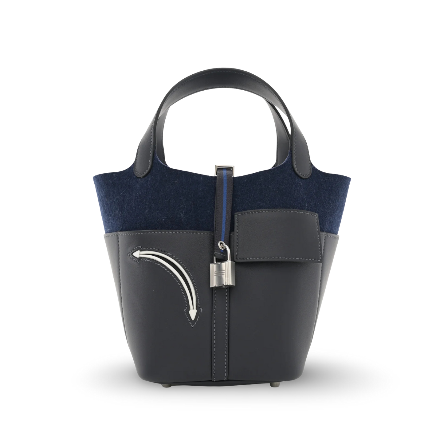 Hermes Wool Felt Swift Go Team Picotin Lock 18 - SHW/ Caban/ Bleu Nuit
