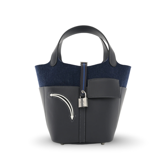 Hermes Wool Felt Swift Go Team Picotin Lock 18 - SHW/ Caban/ Bleu Nuit