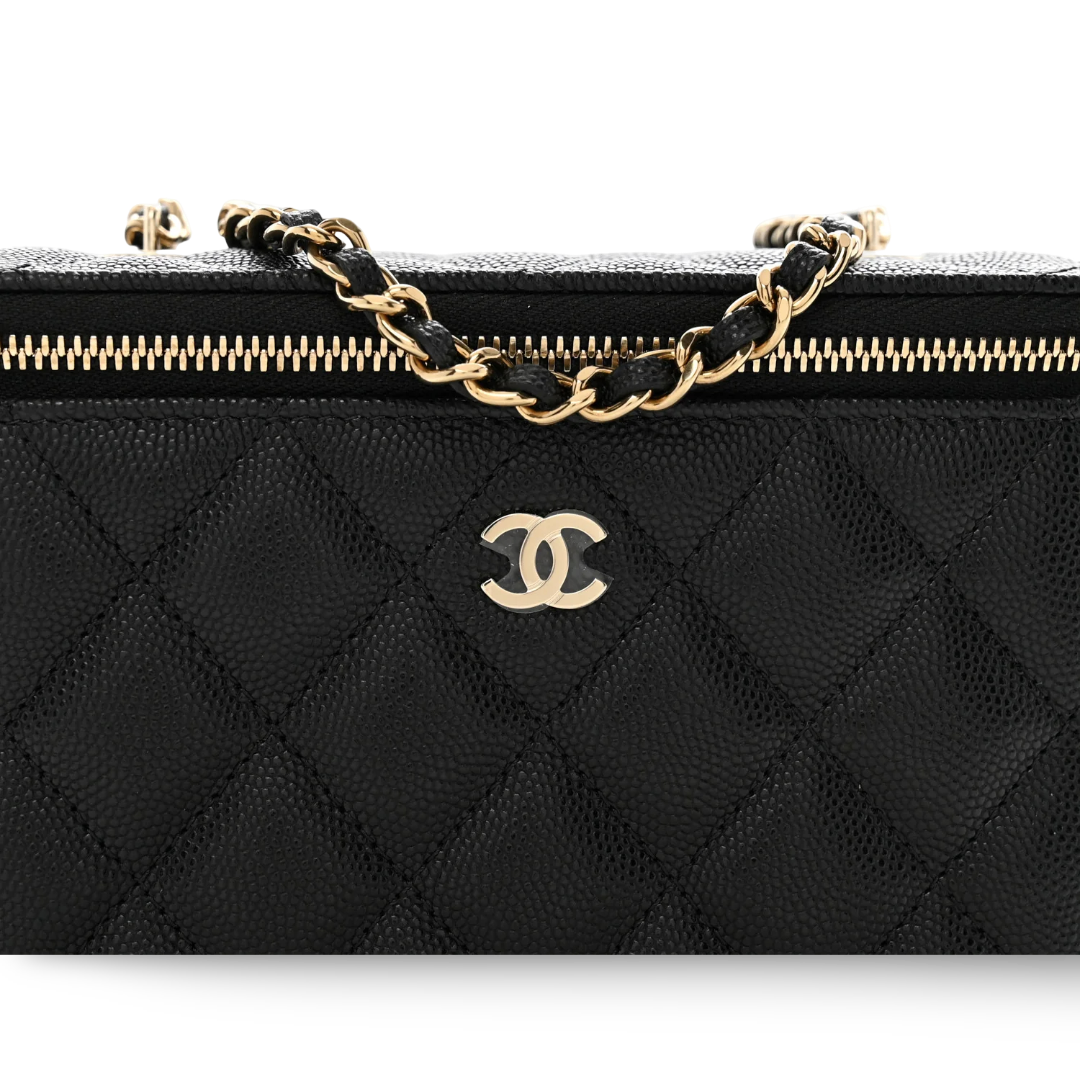Chanel Quilted Caviar Small Vanity Case - GHW/ Black