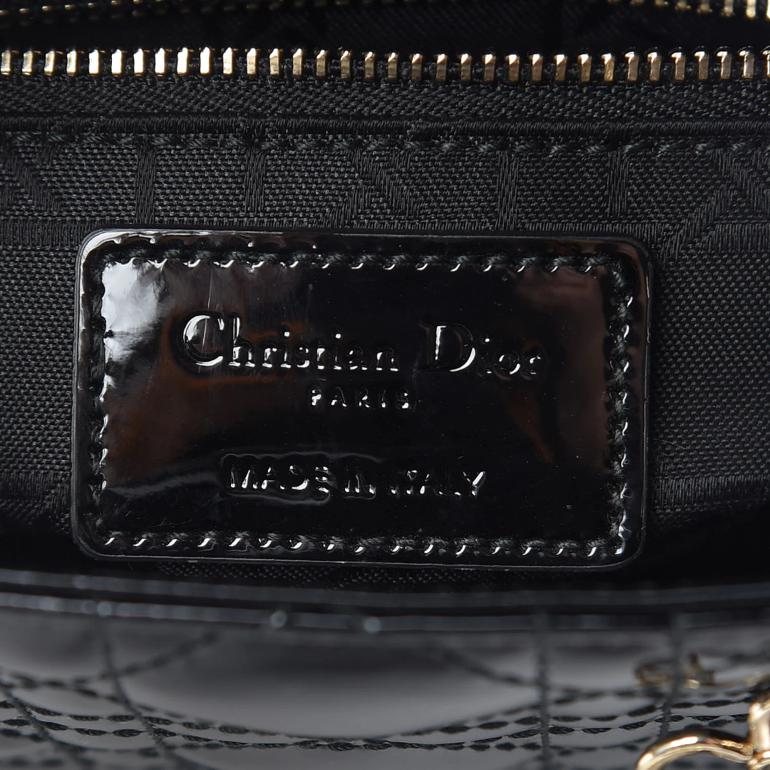 Dior Cannage Patent Mini Lady Dior Bag - GHW / Black