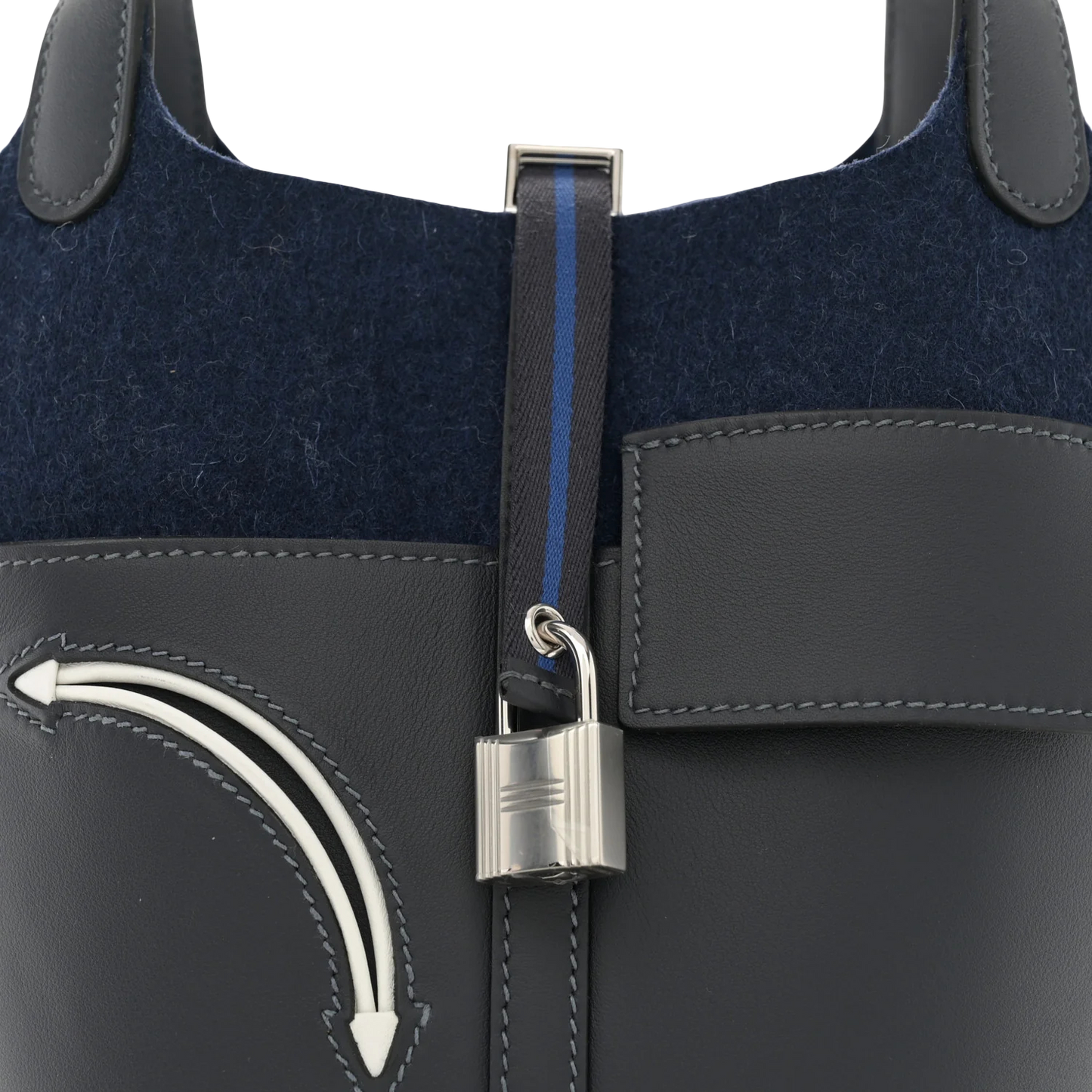 Hermes Wool Felt Swift Go Team Picotin Lock 18 - SHW/ Caban/ Bleu Nuit