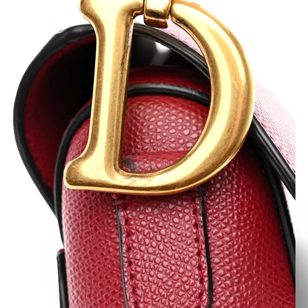 Dior Calfskin Medium Saddle Bag - GHW / Red
