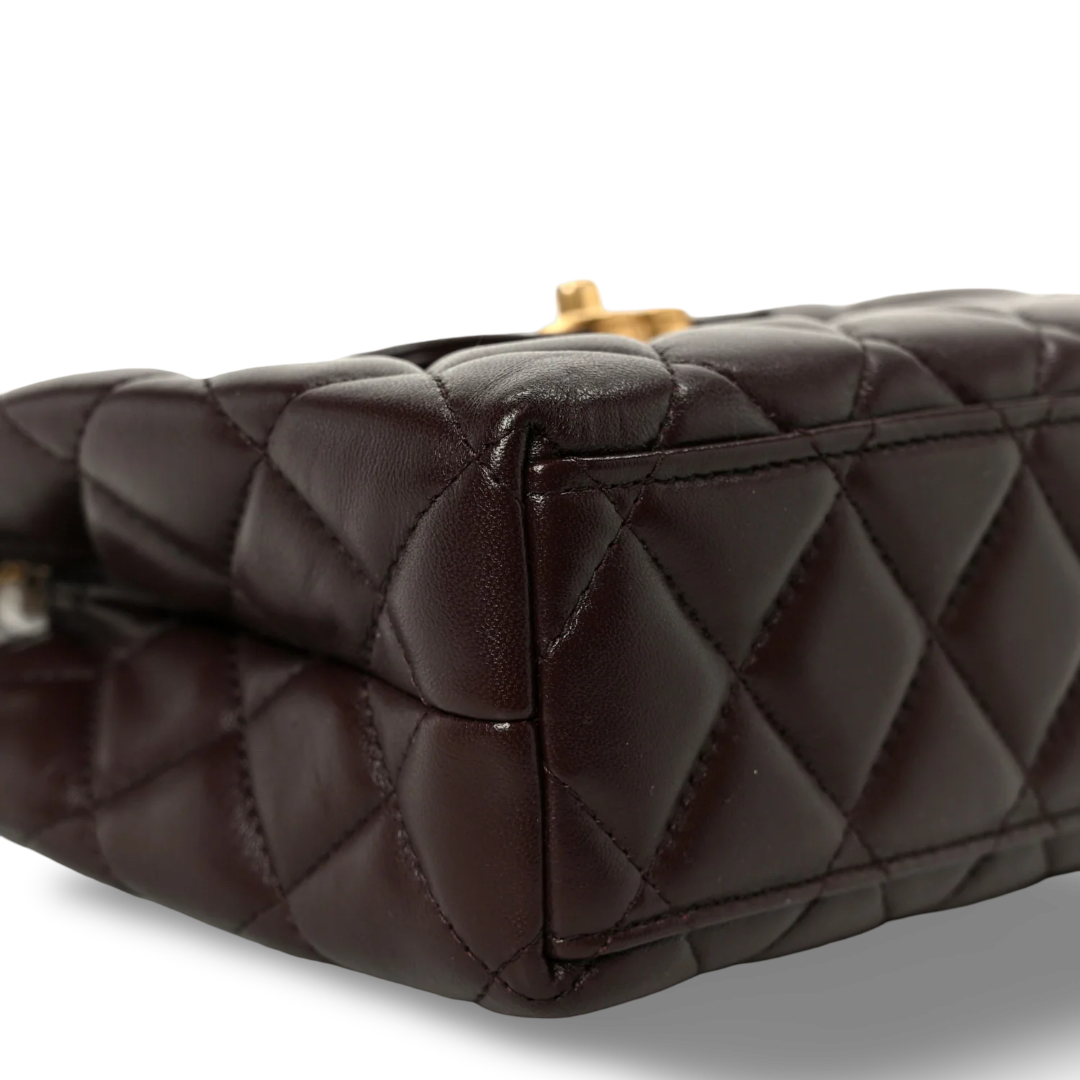 Chanel Quilted Shinny Lambskin Small Kelly Bag - GHW / Dark Brown