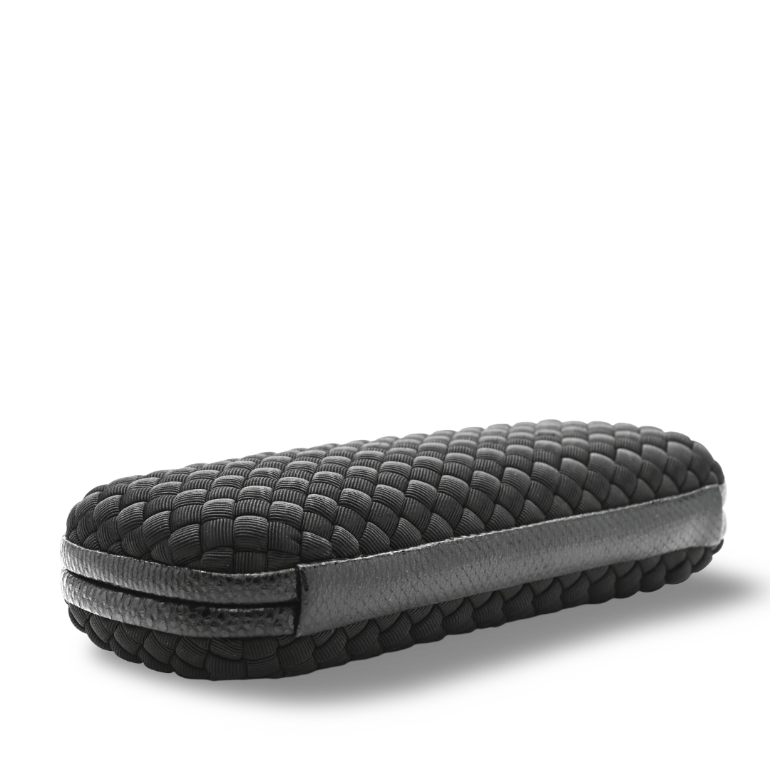 Bottega Veneta Satin Ayers Intreccio Impero Stretch Knot Clutch - Black