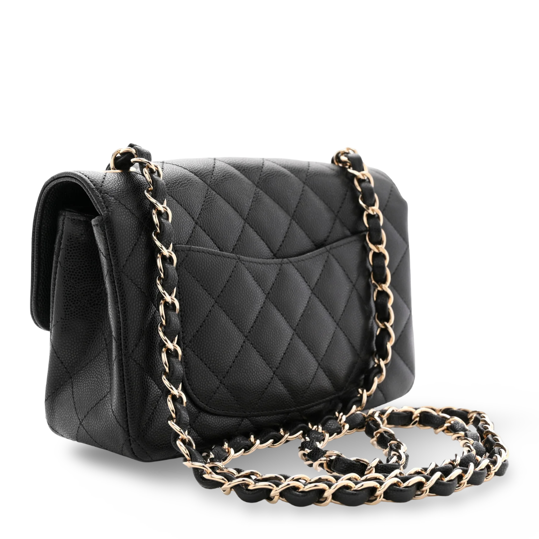 Chanel Quilted Caviar Mini Rectangular Single Flap Bag - GHW / Black