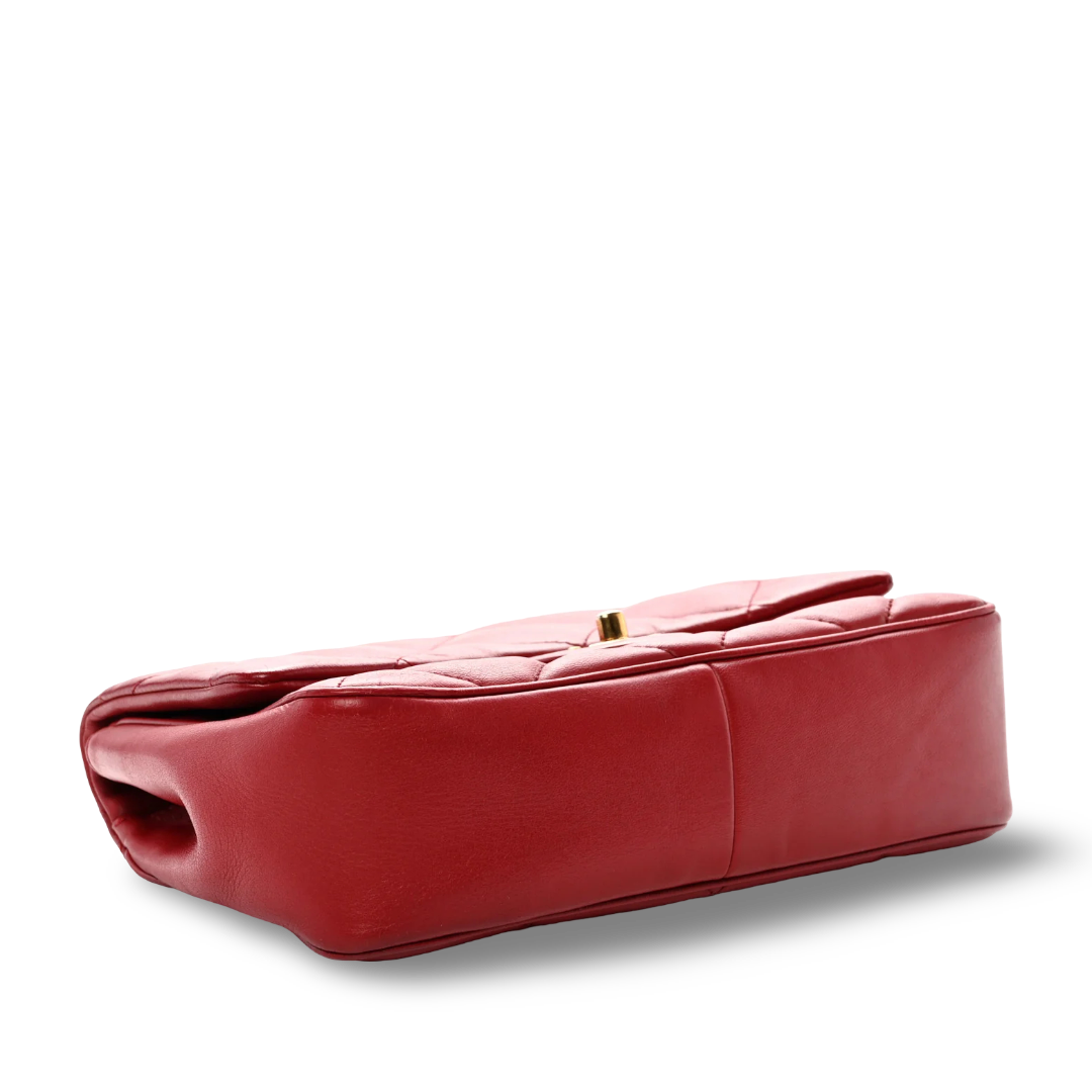 Chanel Quilted Lambskin Easy Carry Single Flap - GHW / Red