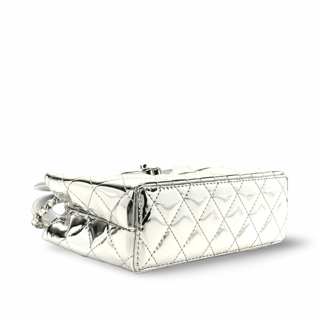 Chanel Quilted Patent Small Kelly Bag - SHW / Sliver