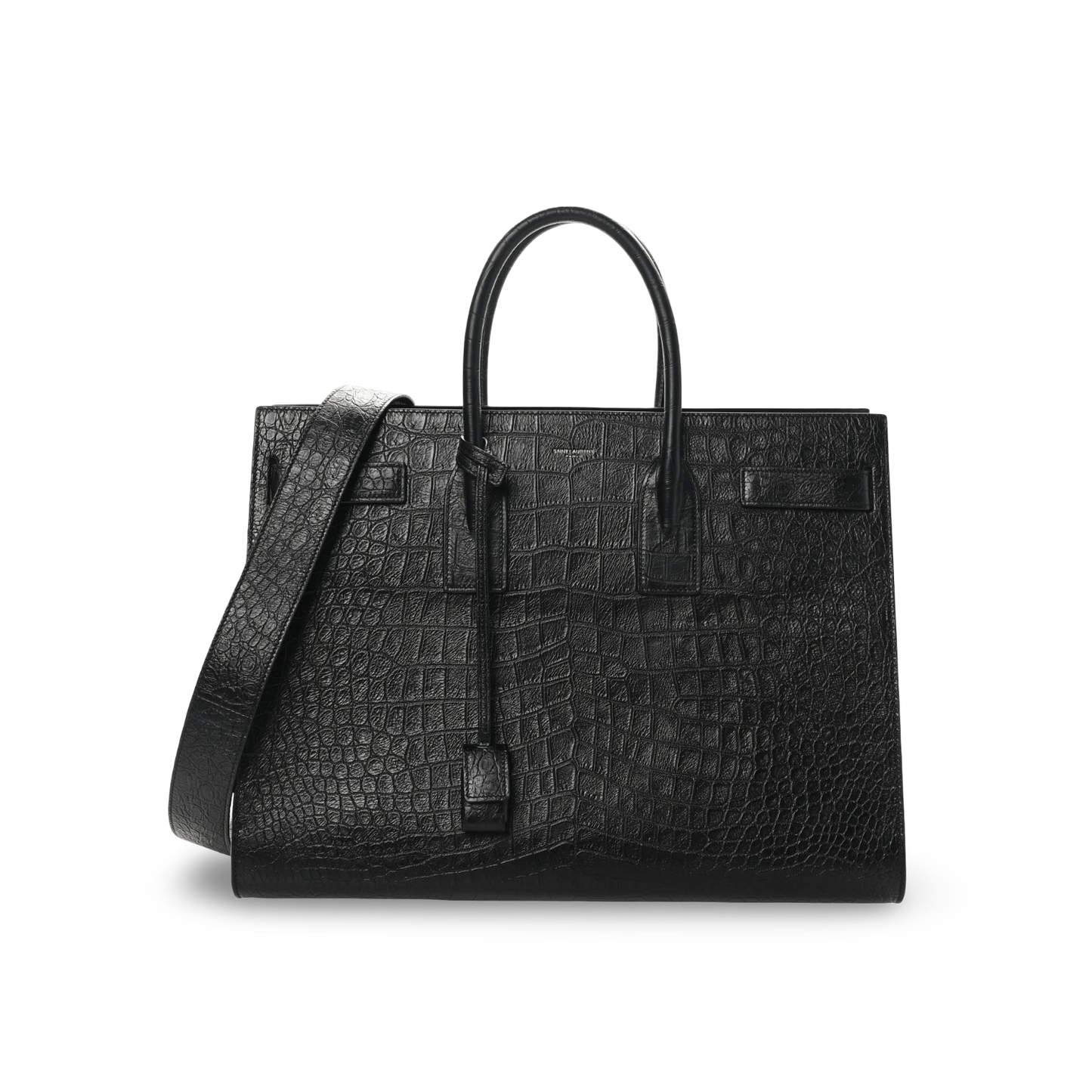 Saint Lanrent Large Sac De Jour Crocodil Bag - SHW/ Black