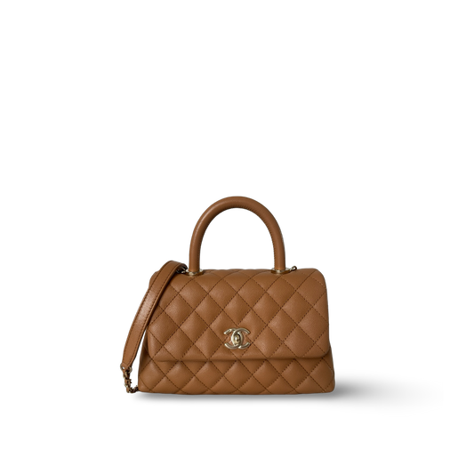 Chanel Classic Caviar Small Coco Handle Bag - GHW / Carmel