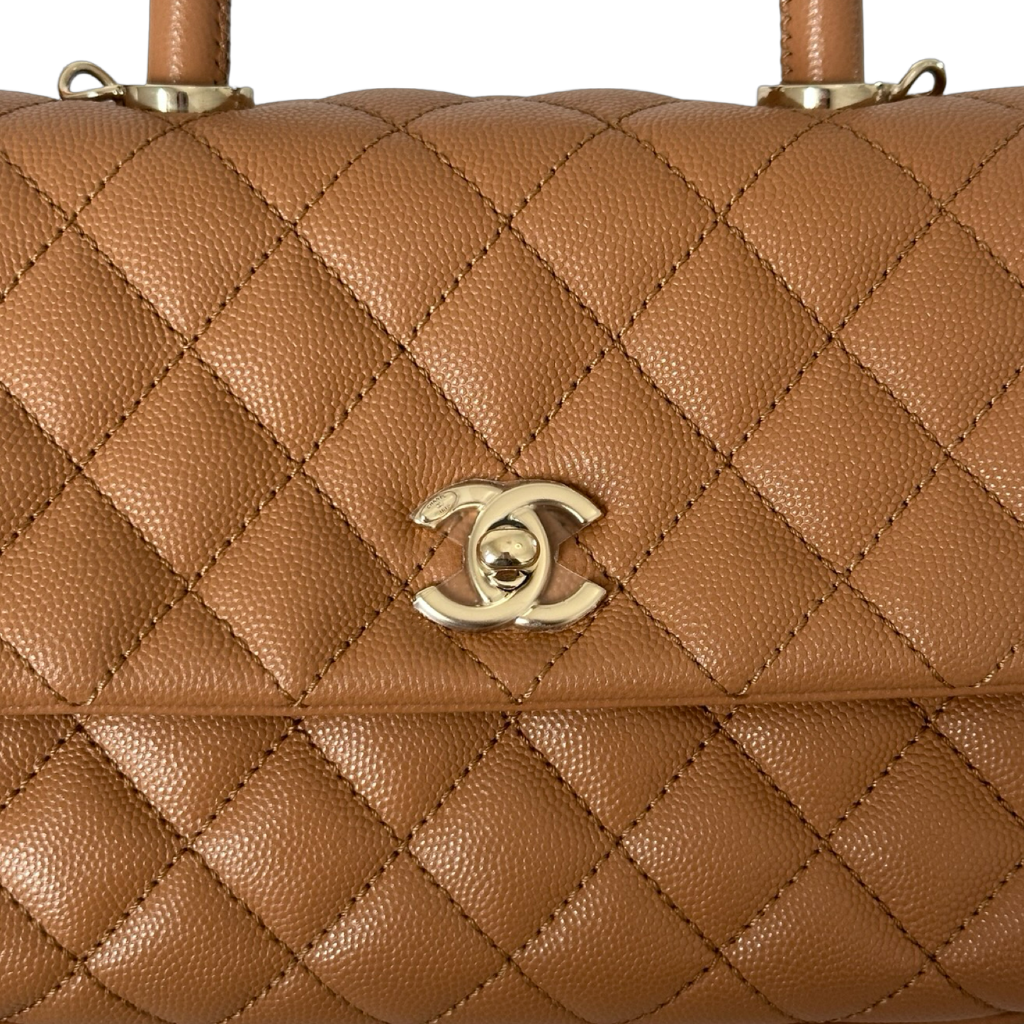 Chanel Classic Caviar Small Coco Handle Bag - GHW / Carmel