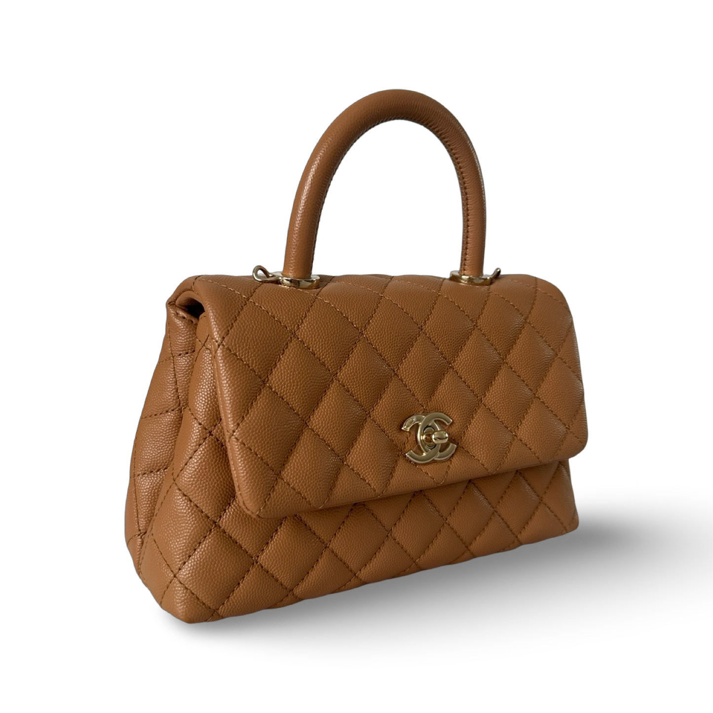 Chanel Classic Caviar Small Coco Handle Bag - GHW / Carmel