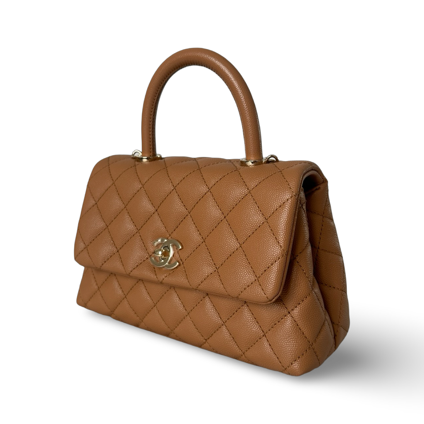 Chanel Classic Caviar Small Coco Handle Bag - GHW / Carmel