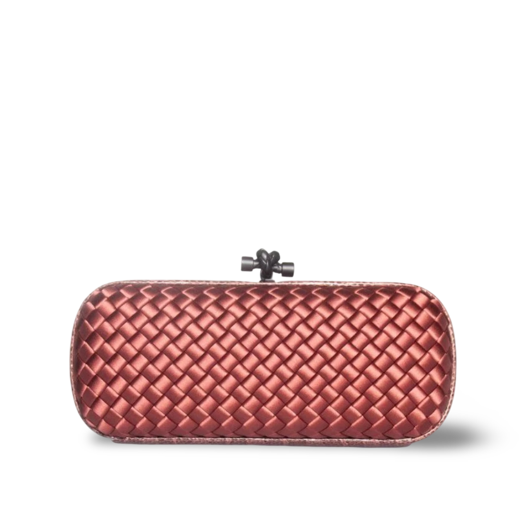 Bottega Veneta Satin Ayers Intreccio Impero Stretch Knot Clutch - Pink