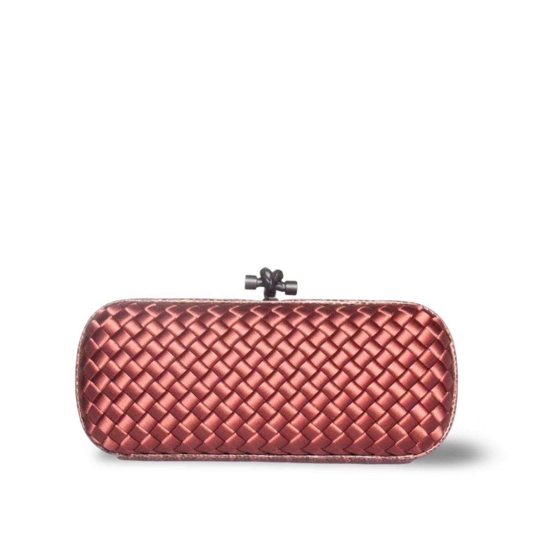 Bottega Veneta Satin Ayers Intreccio Impero Stretch Knot Clutch - Pink