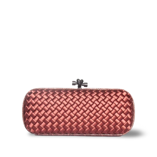 Bottega Veneta Satin Ayers Intreccio Impero Stretch Knot Clutch - Pink