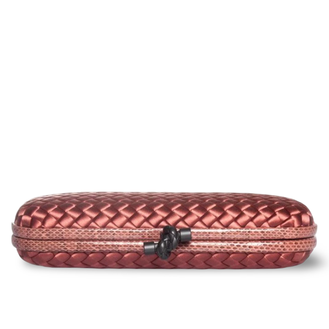 Bottega Veneta Satin Ayers Intreccio Impero Stretch Knot Clutch - Pink