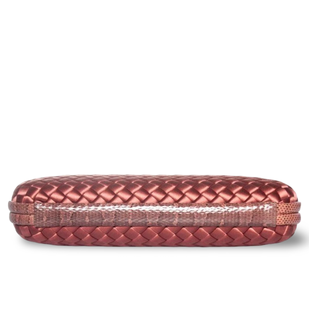 Bottega Veneta Satin Ayers Intreccio Impero Stretch Knot Clutch - Pink