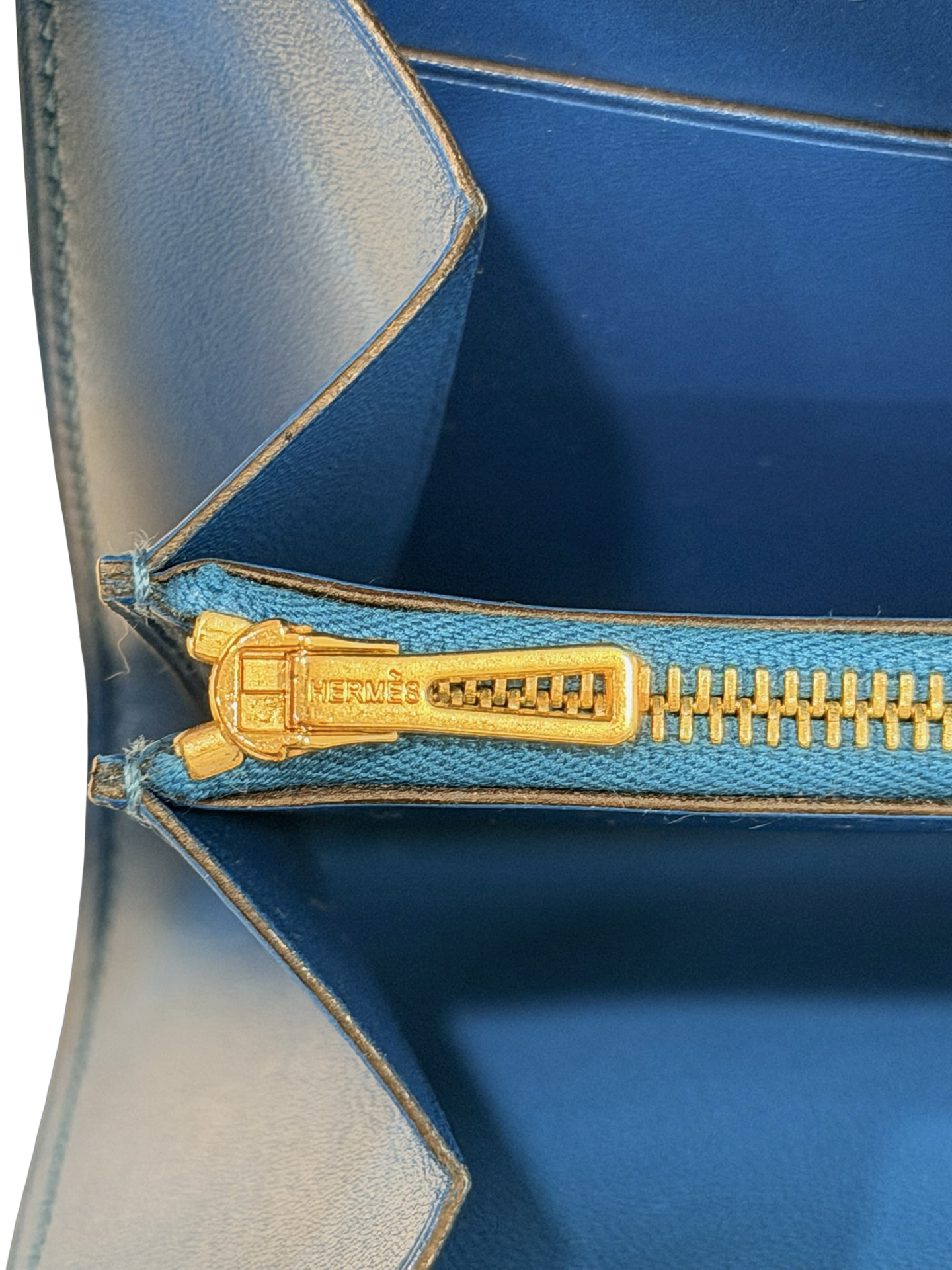 Hermes Box Compact Constance Short Wallet  - GHW / Blue