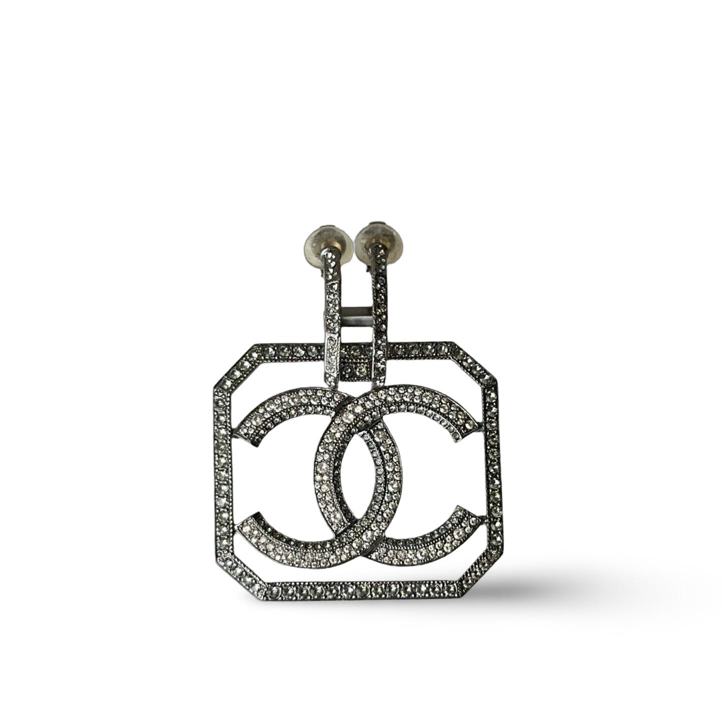 Chanel Rectangle Large Logo Earrings
