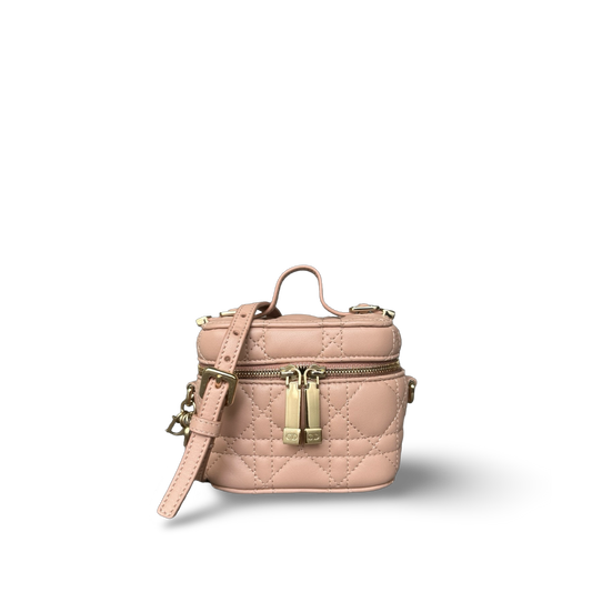 Dior Lambskin Cannage Micro Lady Dior Vanity Case - GHW / Blush