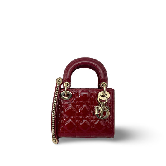 Dior Classic Patent Mini Lady Bag - GHW /  Red