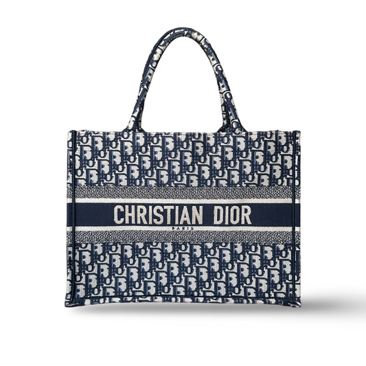 Dior Canvas Medium Stripe Tote Bag - Navy